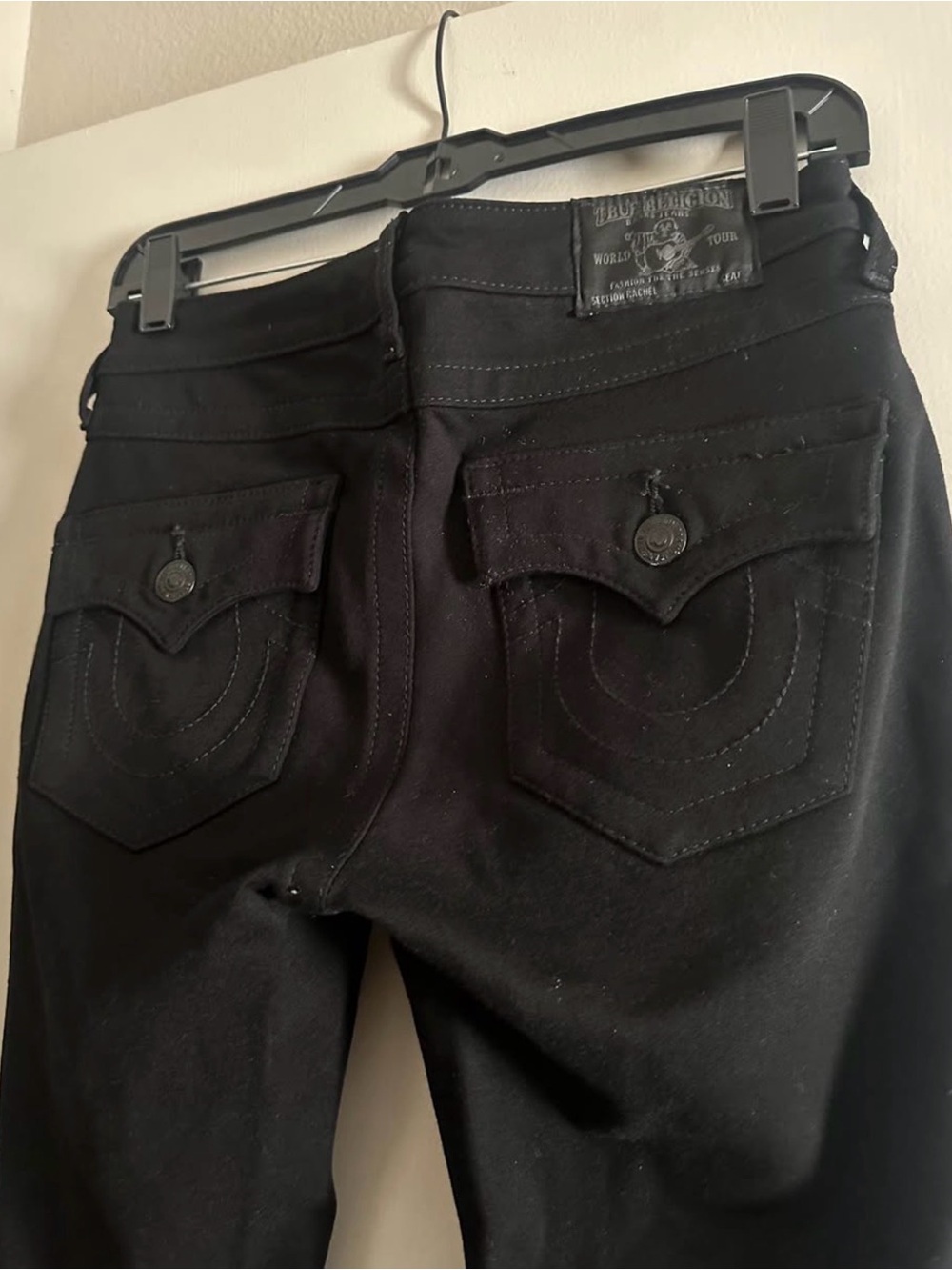 True Religion Black Denim Jeans with Back Pocket Detail